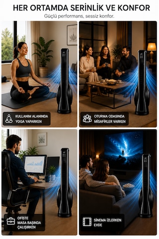 Turbo Kule Tipi Fan 33 İnç 70w Uzaktan Kumandalı Sessiz Dokunmatik Vantilatör Aromaterapi