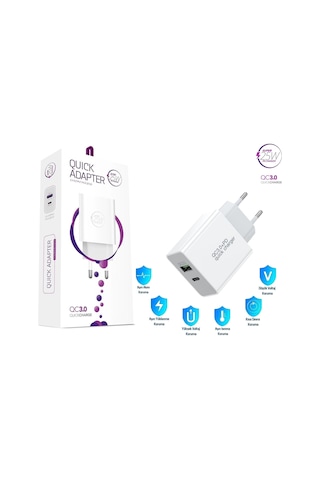 Trident A55 Uyumlu 25w Ultra Hızlı Çoklu Şarj Adaptörü - İthalatçı Garantili Beyaz