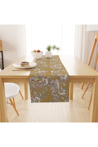 Colourful Flowers Runner 140x45cm İnce Keten, Uluslararası Yıkama Ve Solmama Sertifikası Çok Renkli
