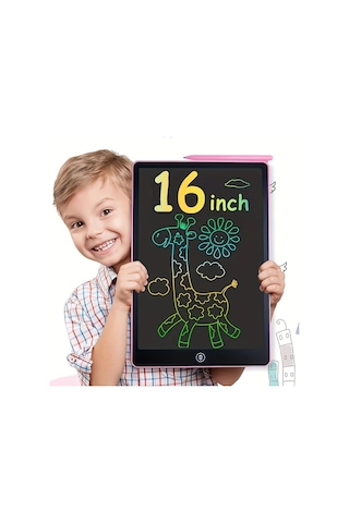 Userfriendly11 Kızlar Ve Erkekler İçin 16 İnç Lcd Yazı Tahtası Pembe Stilus Kalem Çizim Pad Eğitici Hediye