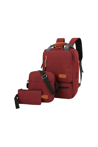 Hallow-3 Adet Sırt Çantası Seti Kadın Erkek Laptop Sırt Çantası,kırmızı Kırmızı