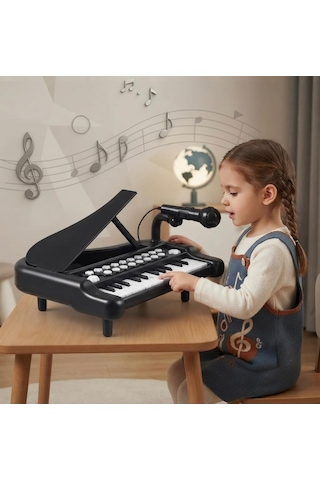 Mikrofonlu 25 Tuşlu Çoklu Müzik Sesleri Çocuk Piyano Ve Elektronik Org Eğitici Öğretici Oyuncak