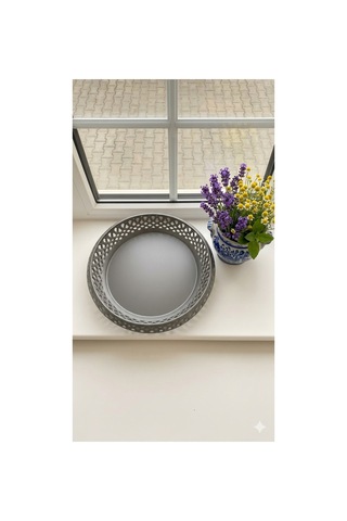 Gümüş Renk Dekoratif Kase - 21 X 5 Cm / Doğal El Yapımı Görünümlü, Modern Minimalist Tasarım Sunum & Organizer Gümüş