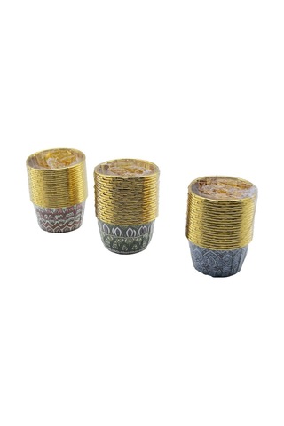 Özel Üretim Fırın Kabı İkram Gereci Davet Ürünü Muffin Kek Kapsülü Seti Kağıt Gold Folyolu 20'li