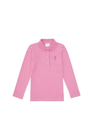 U.S. Polo Assn. Kız Çocuk Pembe Polo Yaka Basic Sweatshirt 50316836-VR167