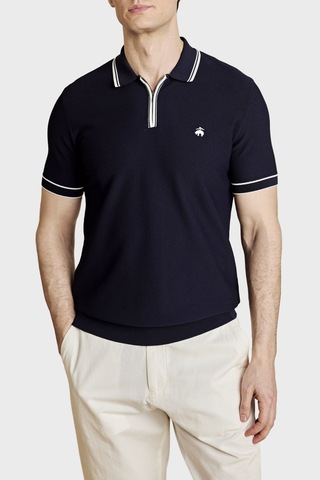Brooks Brothers Erkek Polo Yaka Kazak Bbss26mkl007388 Lacivert Kırık Beyaz