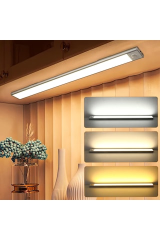 Hymark 40cm Sensörlü Alüminyum Usb Şarjlı Led Gece Lambası 3 Renk