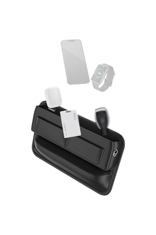 Tenfowee Araç İçi Deri Çok Bölmeli Depolama Çantası Şarj Delikli, Kolay Montaj, Siyah