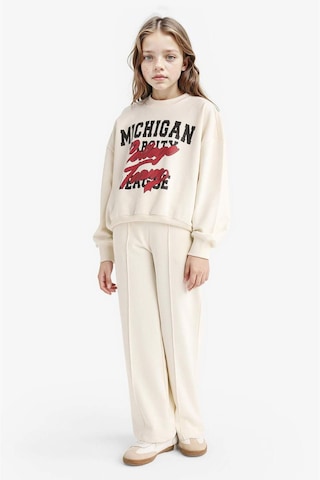 Defacto Kız Çocuk 2li Takım Baskılı Sweatshirt Eşofman Altı F2564a825auer238 Ekru