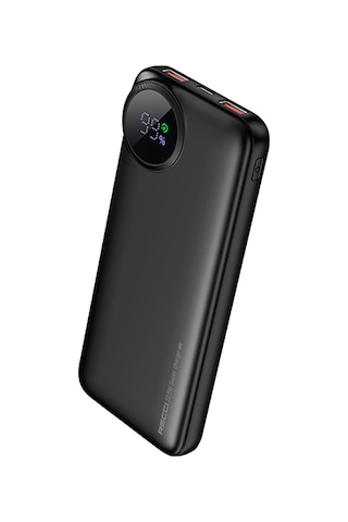 Recci RPB-P48 22.5W 10000 mAh PD 20 W Dijital Led Göstergeli Hızlı Şarj Powerbank Siyah