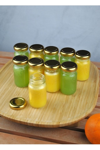 10 Adet Şeffaf Cam Shot Detoks Şişesi 67 Ml Sızdırmaz Gold Metal Kapaklı Mini Kavanoz 67 Ml