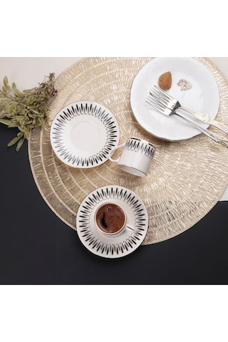 Porser Palm 4 Parça Kahve Fincan Takımı Siyah
