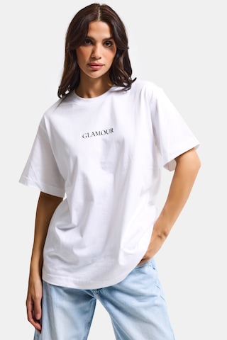 Itsbasic Kadın Beyaz S6-127 Oversize Glamour Baskılı %100 Koton T-shirt