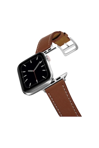 Ally Apple Watch Uyumlu 7-8 45mm 6-5-4 44mm Watch Ultra 49mm Single Coil Deri Kayış Kordon 3-2-1 42mm- 5775