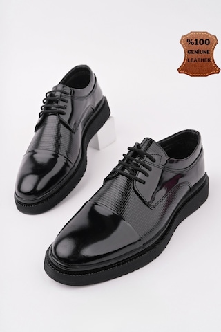 Muggo Marcel Garantili Erkek Günlük Klasik Hakiki Deri Casual Ayakkabı Siyah - Buz