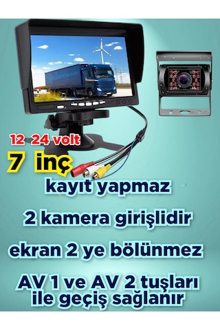 1 Adet Metal Kasa Kamera Ve 7 İnç Ekran Kayıt Yapmaz 12 24 Volt