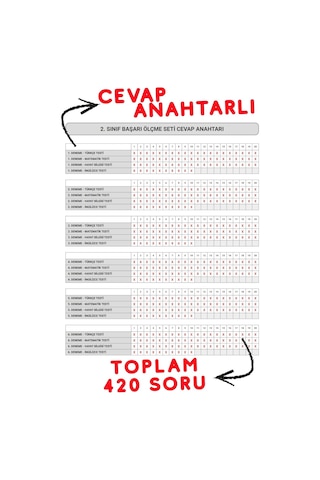 2.sınıf Tüm Dersler Başarı Ölçme Seti - 6 Deneme Sınavı - 420 Soru