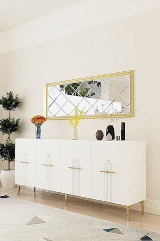 Ka1808bg İda Konsol ,tv Sehpası Beyaz-gold 180cm