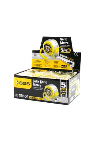 12 Adet 5mt X 25mt Şeffaf Stoplu Şerit Metre 1 M
