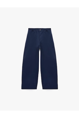 Koton Beli Lastikli Pamuklu Balon Form Oversize Pantolon Lacivert 7wkb40032tw