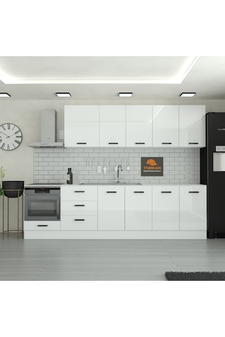 290 Cm Mutfak Dolabı Mdf Kapak Tezgah Dahil Yrkn290 97 Beyaz