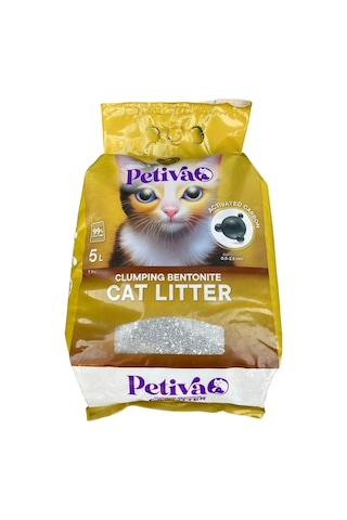 Petiva Aktif Karbon Topaklaşan Bentonit Kedi Kumu 5 L