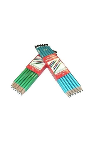 Faber-castell Kurşun Kalem Köşeli Mercanlı - 12 Adet + 12 Adet Kırmızı Kopya Kalemi