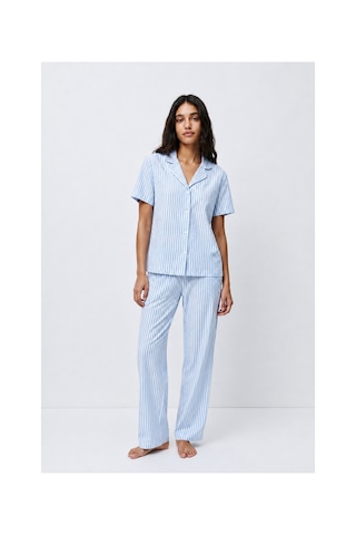 Fit Women Standart Boy Elastanlı Mavi Pijama Takımı