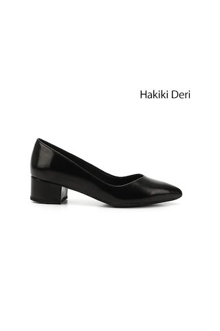 Gönderi R Kadın Siyah Rugan Kısa Kalın Topuklu Hakiki Deri Ayakkabı Gdza13425172 Sıyah Rugan