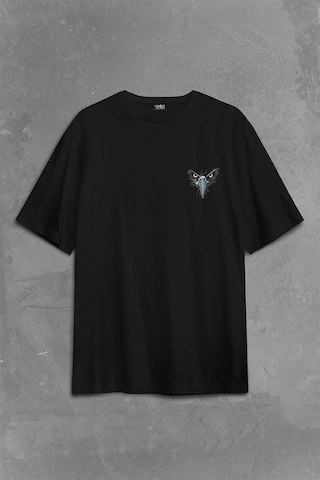 Siyah Unisex T-shirt Kargalar Sürüyle Kartallar Yalnız Uçar Yazı Baskılı Oversize Tişört 001