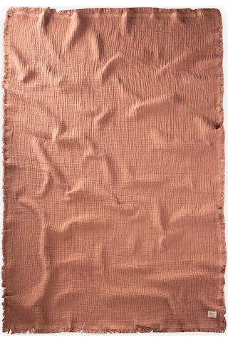 Cigit Dört Kat Püsküllü Battaniye 80x120 Cm Açık Kahve Kahverengi