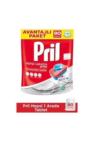 Pril Hepsi Bir Arada Extra Bulaşık Makinesi Deterjanı 80 Tablet