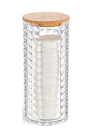 Diamond Ahşap Kapaklı 3&apos Lü Organizer Set, Diamond Model Modern Pamukluk Düzenleyici Şık 3&apos Lü Pamukluk Set - Şık Ve Fonksiyonel Ahşap Kapaklı 3&apos Lü Organizer Set 000 Açık Krem