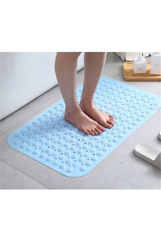 Wezone Mavi Pvc Banyo Anti Kayma Matı - Süction Cup Dizaynlı, Ayakta Masaj, Güvenli Duş, 46x46cm Diğer