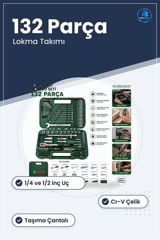 132 Parça Lokma Takımı Ve 1/4 İnç Cırcır Kollu Alyan Bits Uç Uzat