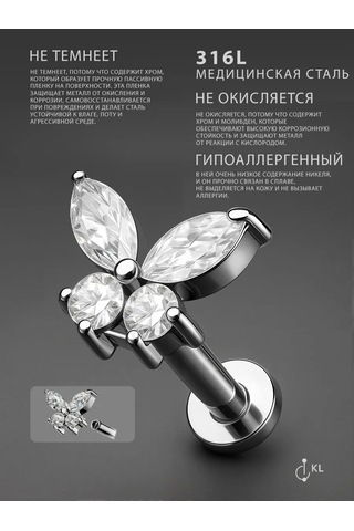 Hok's Love Labret Küpe Dudak Burun Helix Tragus Bar Stud Piercing 242914614 Gri