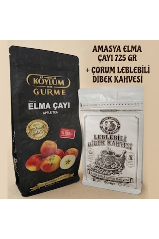 Köylüm Gurme Amasya Doğal Elma Kurusu Çayı 725 Gr + Hekim Efendi Leblebili Dibek Kahvesi 200 Gr