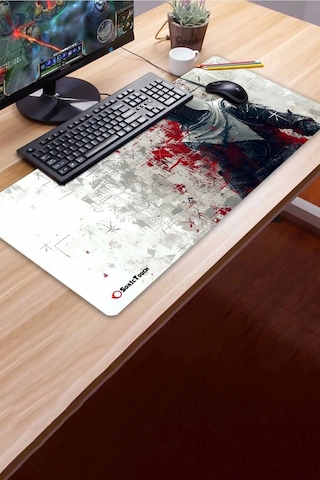 Sonictouch Ultragrand Suikastçı Gamer Oyuncu Xxl Beyaz Klavye Mouse Pad 40x90cm Mousepad