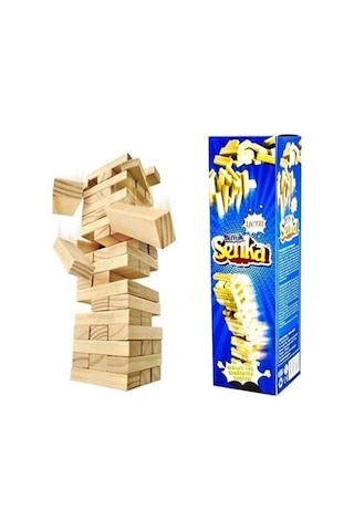 Oyuncak Jenga Ahşap Denge Taktik Oyunu Senka 57 Parça Büyük Boy Soy 0013