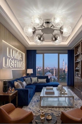 Lumia Lighting Eclipse Model 2'li Gold Kumandalı 3 Renk Modu Ledli Kristal Taşlı Modern Salon Mutfak Oturma Odası Led Avize Altın