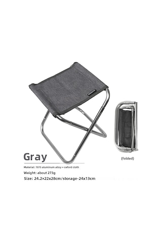 Skycity 7075 Alyuminyum Çıkışlı Katlanabilir Sandalye - Balıkçılık, Manç, Kamp İçin Taşınabilir Konforlu Oturak Gri Gri