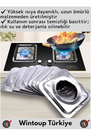 Premium Dayanıklı Uzun Ömürlü Kolay Temizlenebilir Ocak Yağ Kir Önleyici Kare Alüminyum Folyo 8'li