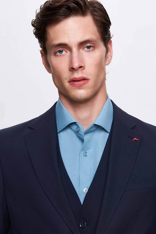 Ds Damat Slim Fit Lacivert Mono Yaka Tek Yırtmaçlı Astarlı Takim Elbise Yelekli 4HFY5ORT01599 Lacivert