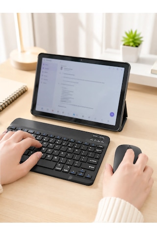 Plentifulsım Kartlı Android Tablet Bluetooth Klavye Kablosuz Mouse Geniş Ekran Ve Taşınabilir Kullanım Seti Optik