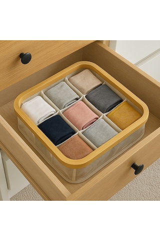 Decorev Bambu Çorap Organizeri Br-6705 9 Gözlü Renkli X10 Ahşap