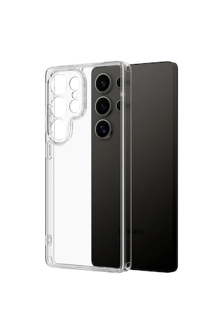 Samsung Galaxy Uyumlu S25 Ultra Şeffaf Silikon Kamera Korumalı Kılıf