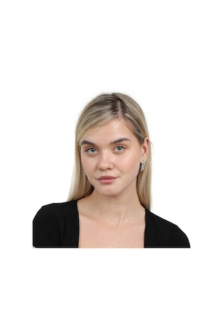 Tesbihane  Çift Sıra Beyaz Zirkon Taşlı Silver Renk 925 Ayar Gümüş Gurmet Kadın Küpe