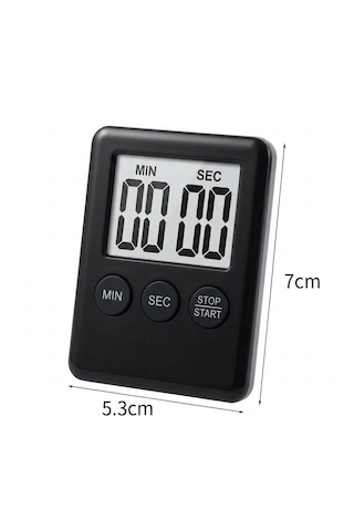Dijital Zamanlayıcı Geri Sayım Mini Siyah 100 Dk Arkası Mıknatıslı Kronometre