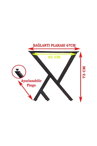 Bin1Fırsatt Pingolu Metal Ayak Ahşap Masif Kütük Yemek Masası Ayağı