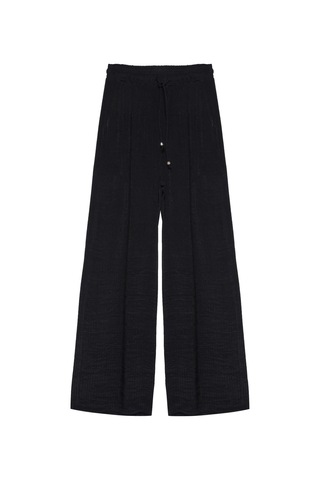 Sırt Bağlamalı Dalgalı Akordiyon Kumaşlı Kolsuz Crop Bağcıklı Yazlık Pantolon Takım Siyah